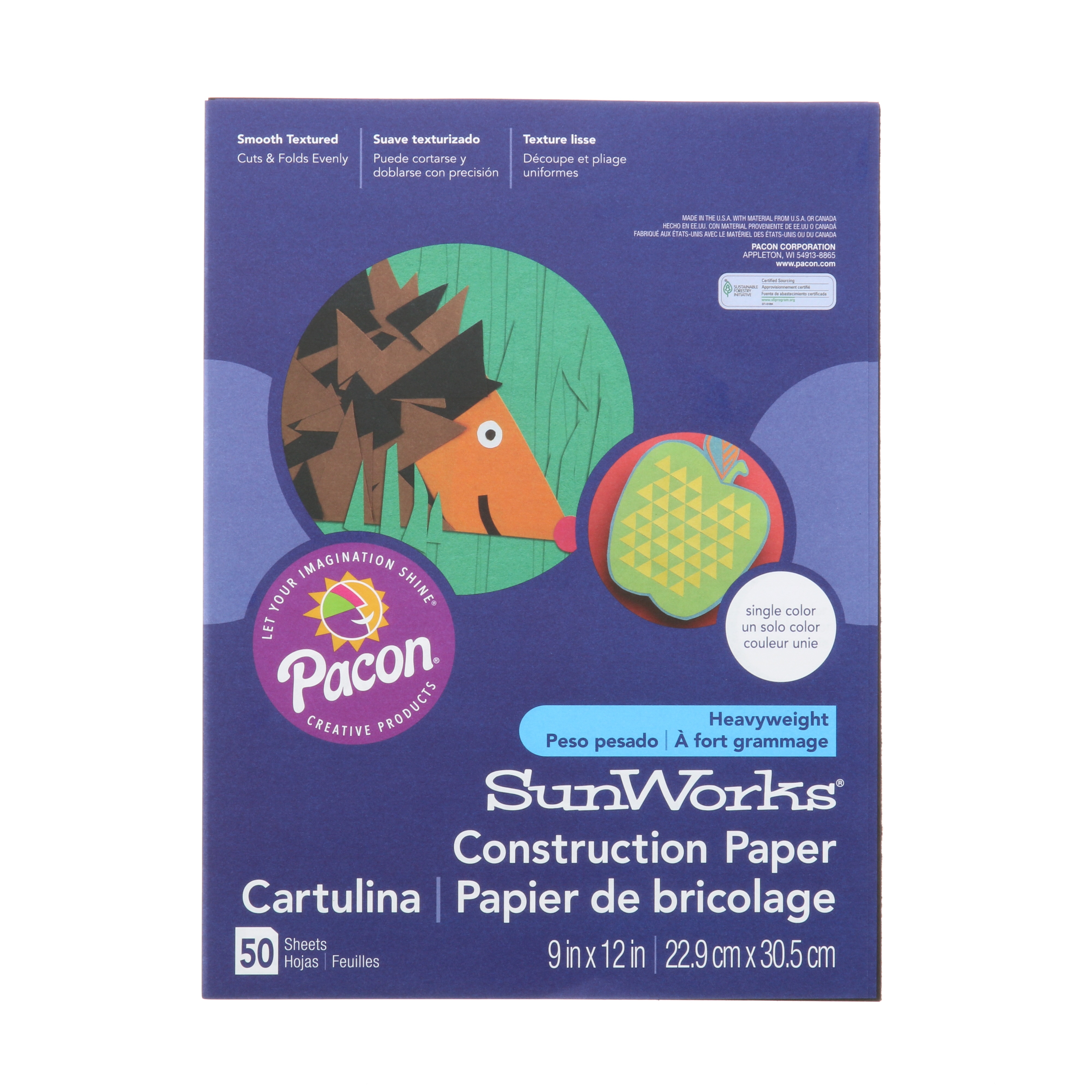 Pacon SunWorks Construction Paper, 50 Sheets, 9" x 12", Black