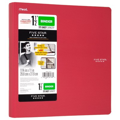 Five Star 1 1/2" Plastic Binder