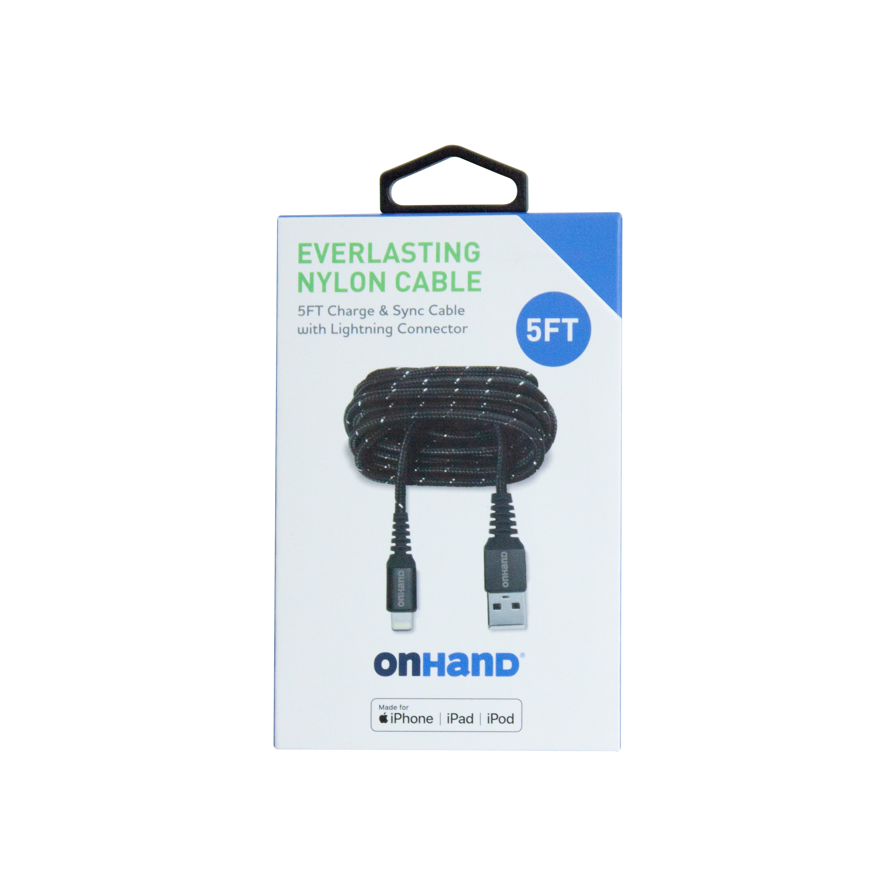 OnHand 5 FT Lightning Cable Black