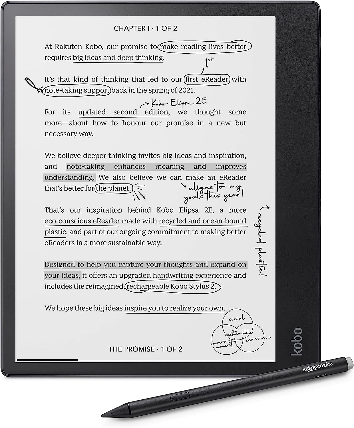 Koba Elipsa 2E eReader with Stylus