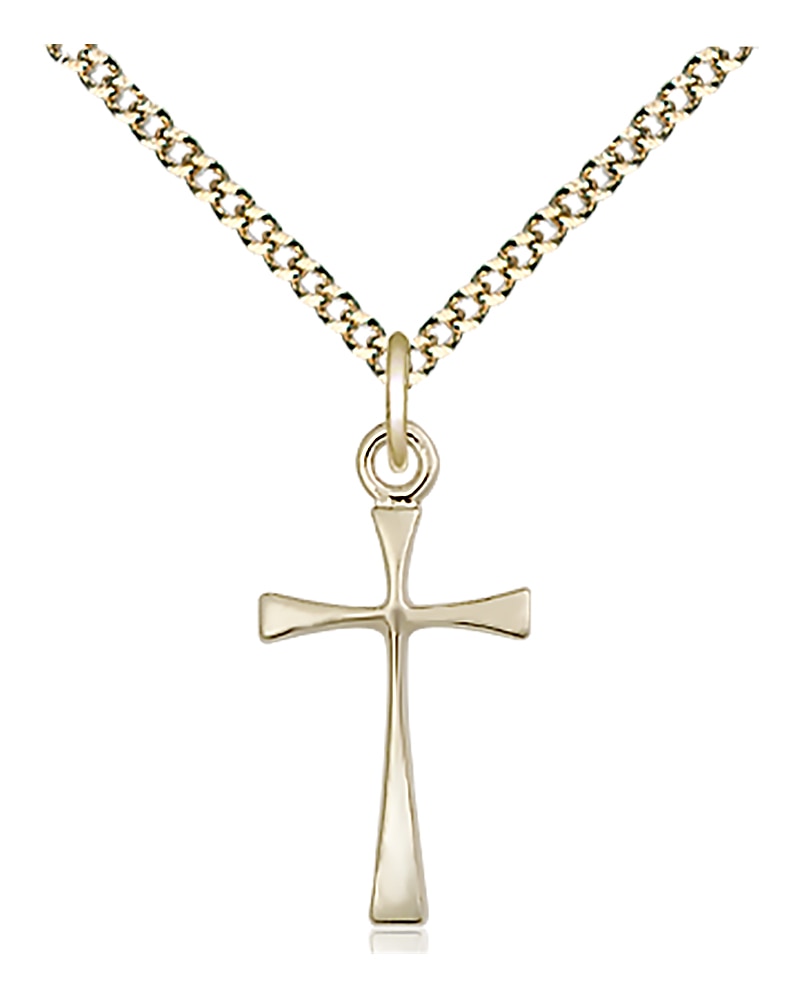 14kt Gold Filled Maltese Cross Pendant on an 18-inch Gold Plate Light Curb Chain.  Handmade in the USA