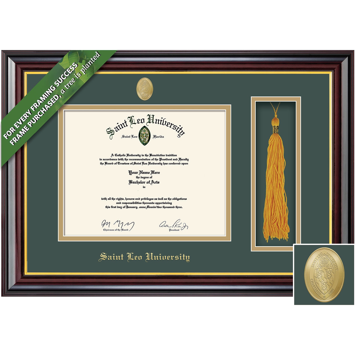 Framing Success 8.5 x 11 Windsor Gold Medallion Bachelor Diploma/Tassel Frame