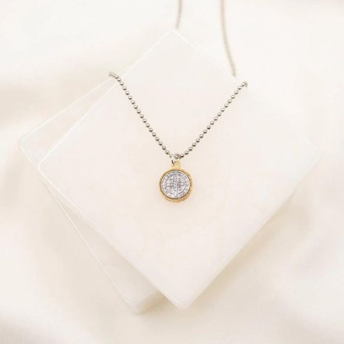 My Saint My Hero Benedictine Gold Rim Necklace