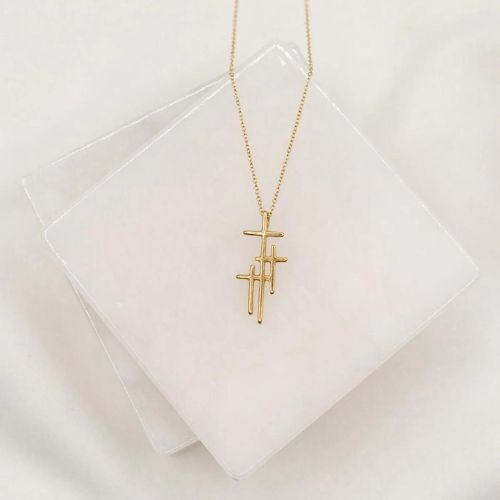 My Saint My Hero Faithful Light Three Cross Necklace - Gold