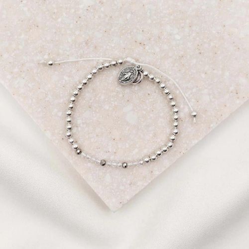 My Saint My Hero Bride Morse Code Bracelet - Silver