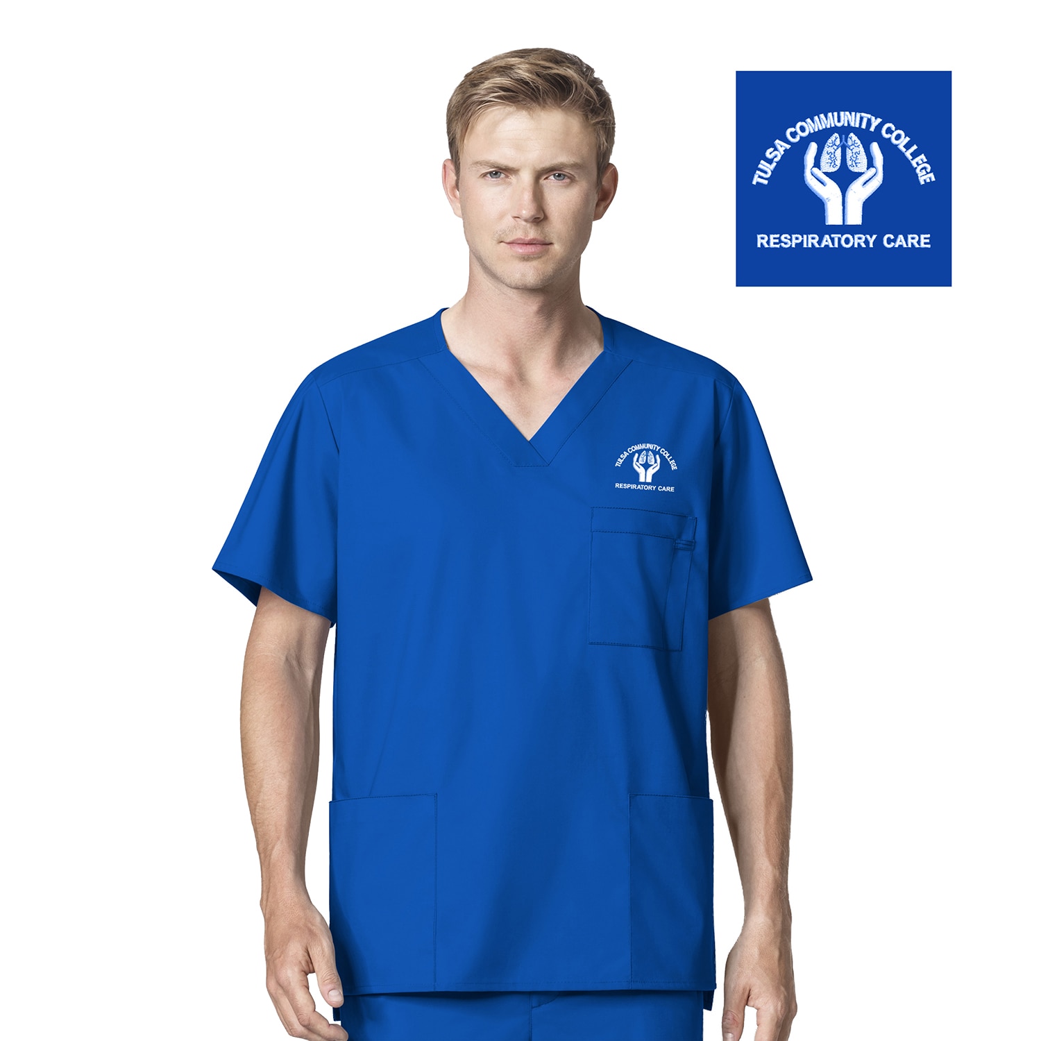 WonderWink Respiratory Care WWK Men's V-neck Scrub Top, 103TUL4