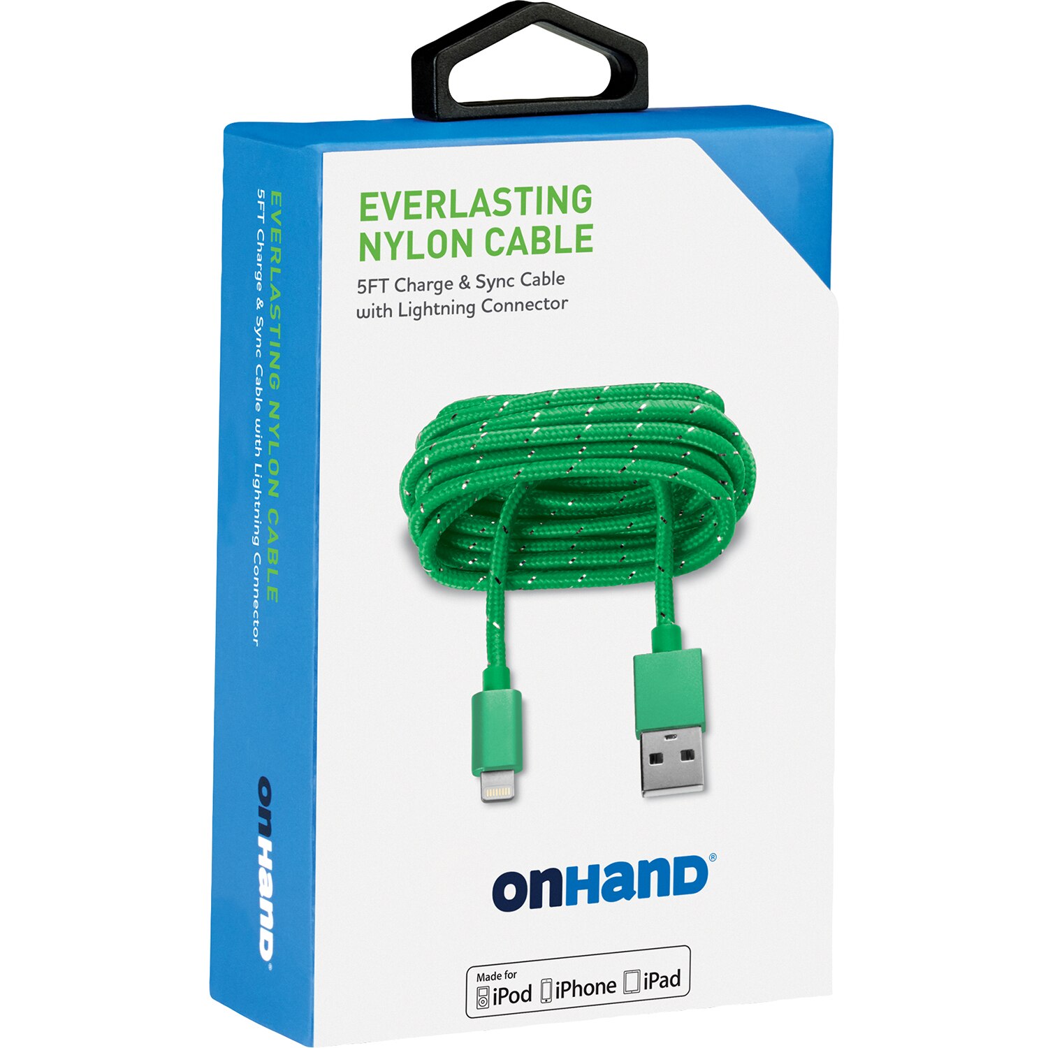 OnHand 5 FT Lightning Cable Green