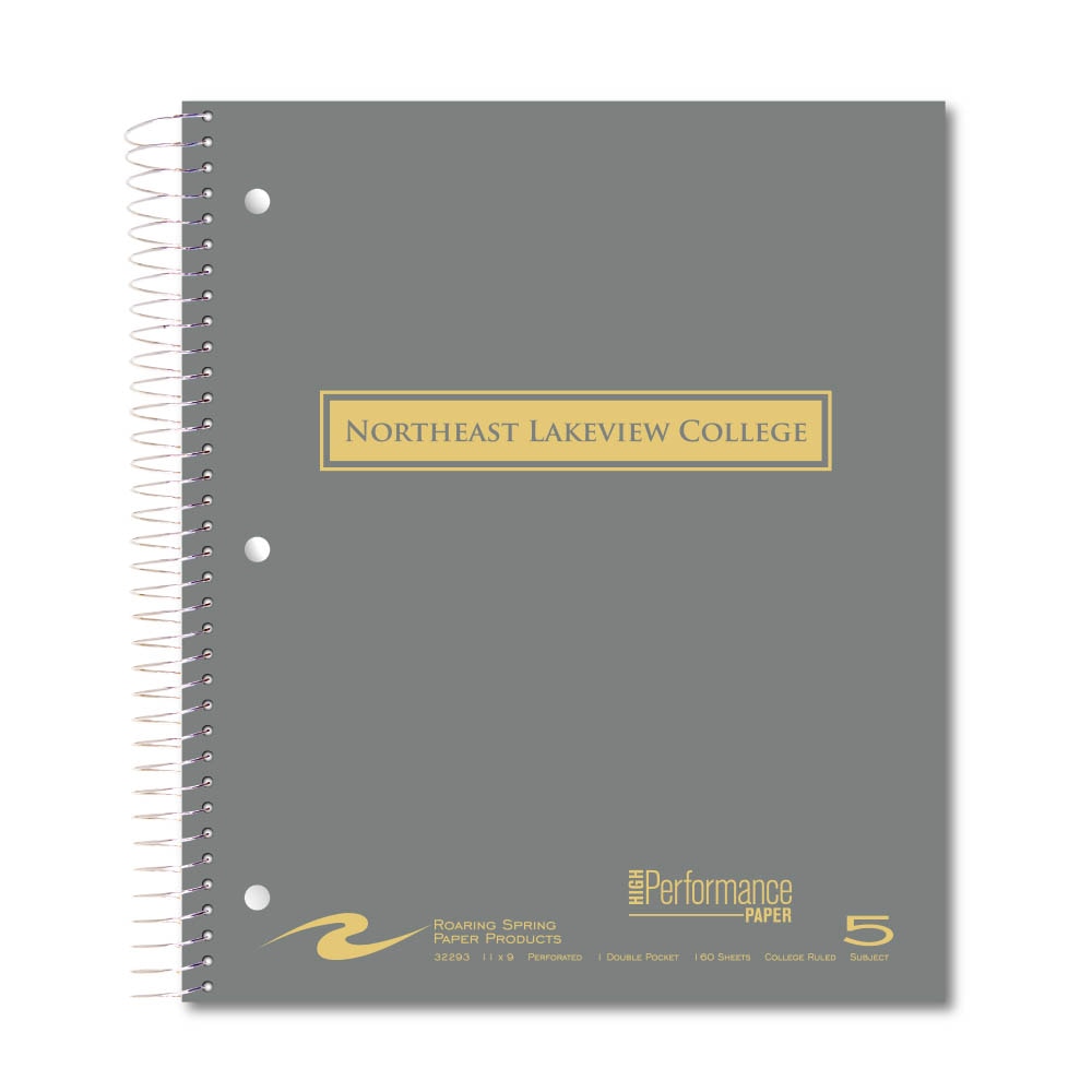 Roaring Premium 5 Subject Notebook, 8.5x11 College Ruled 20lb Paper, Pressboard Foil Cover