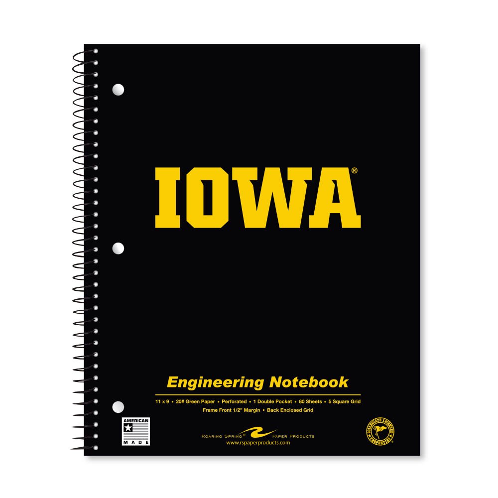 School Spirit Engineering Notebook, Green Tint 20# Paper with 1 Double Pocket