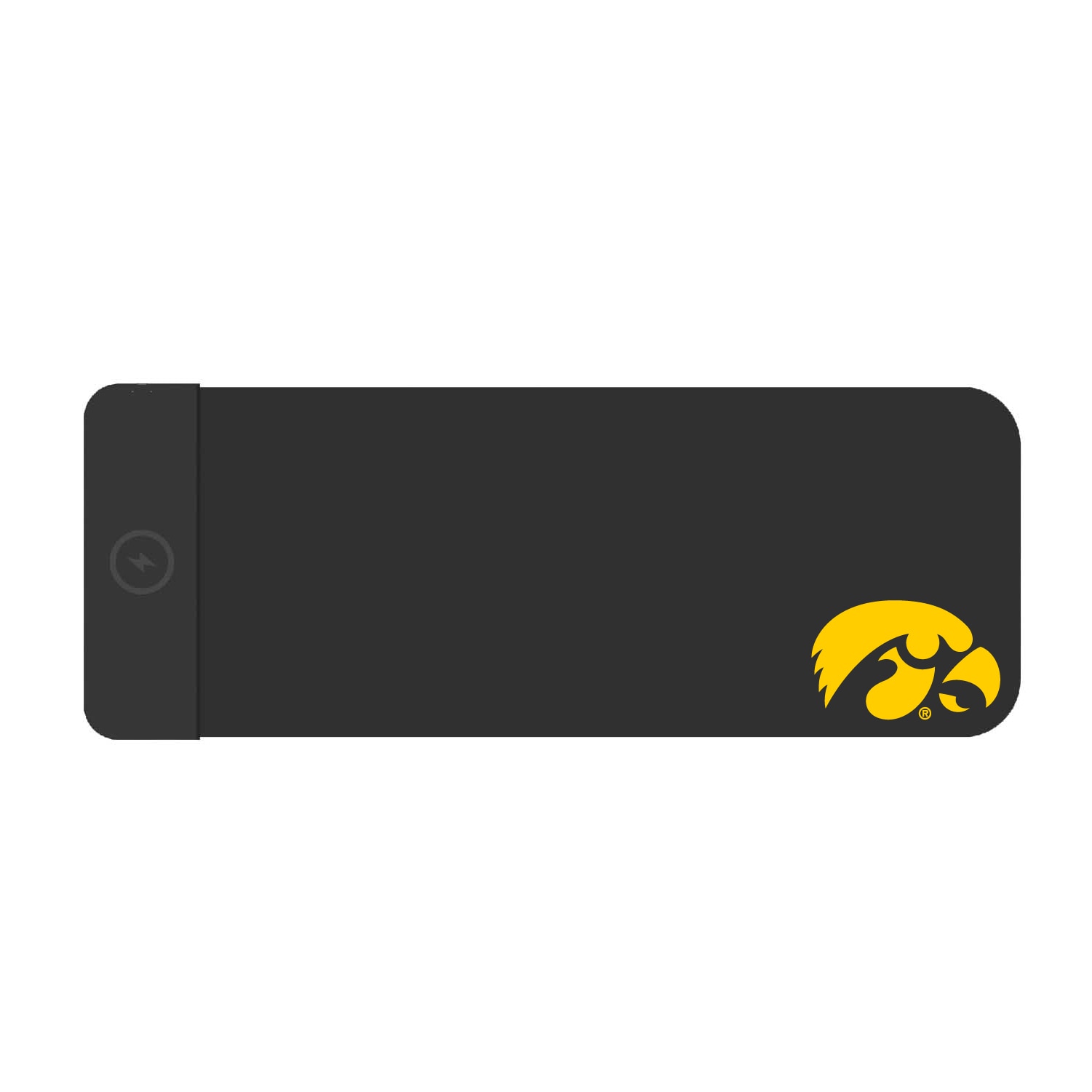 The University of Iowa Cloth Wireless Charging Desk Mat, Black, Classic V1
