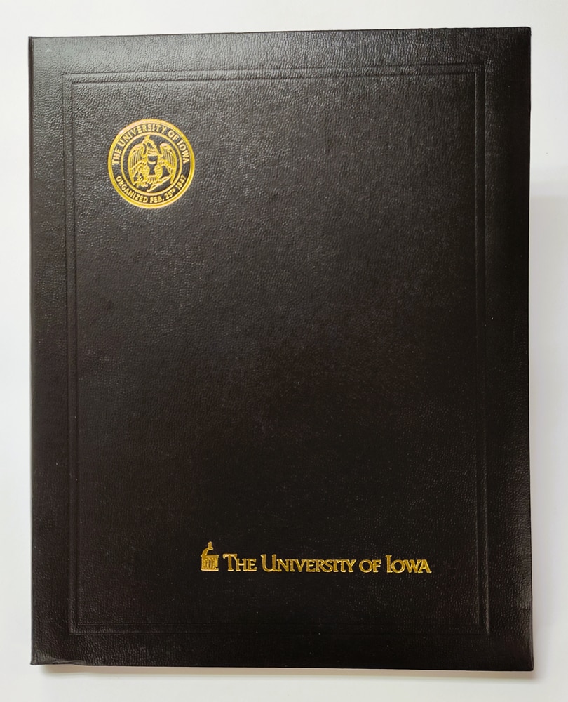 8431 Black Diploma Cover - 11x8 1/2 Vertical fold