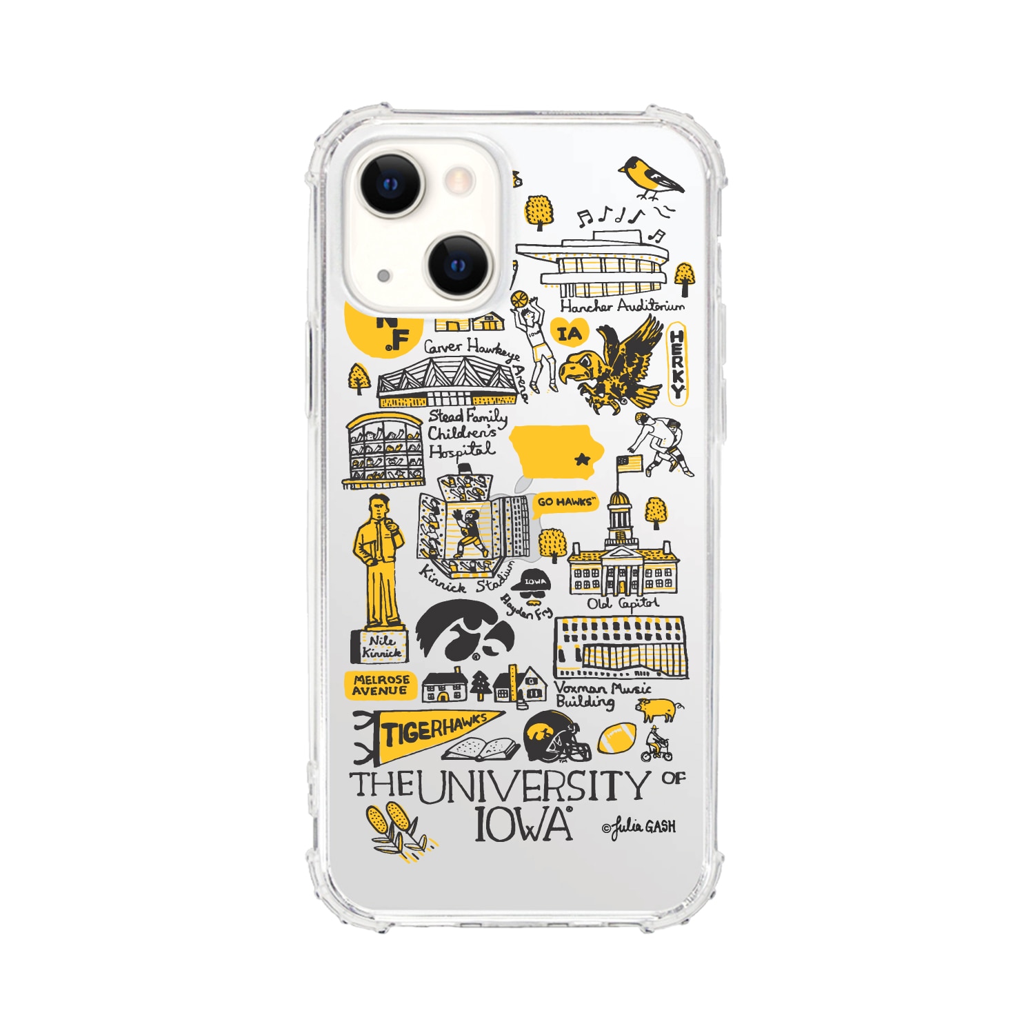 The University of Iowa- Clear Tough Edge Phone Case, Julia Gash - iPhone 15 Plus