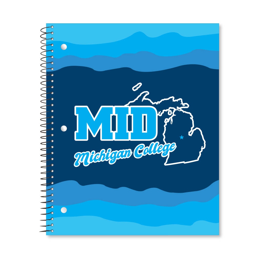 Digi State Outline 3 Subject 11"x9" College Ruled Spiral Notebook