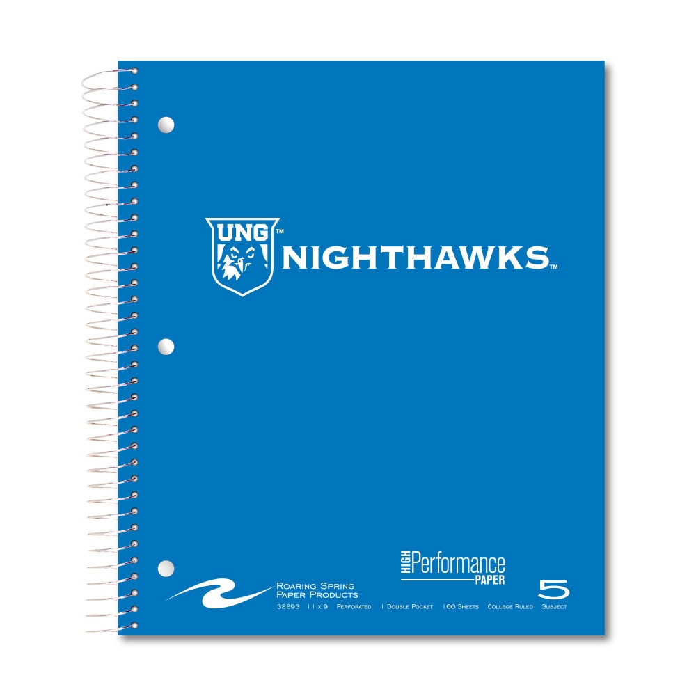 Roaring Premium 5 Subject Notebook, 8.5x11 College Ruled 20lb Paper, Pressboard Foil Cover
