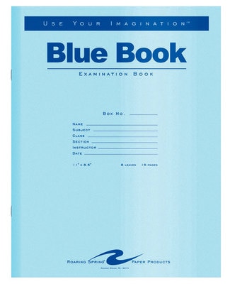 Roaring Spring Blue Exam Book 11" x 8.5" 8 sheets/16 pages