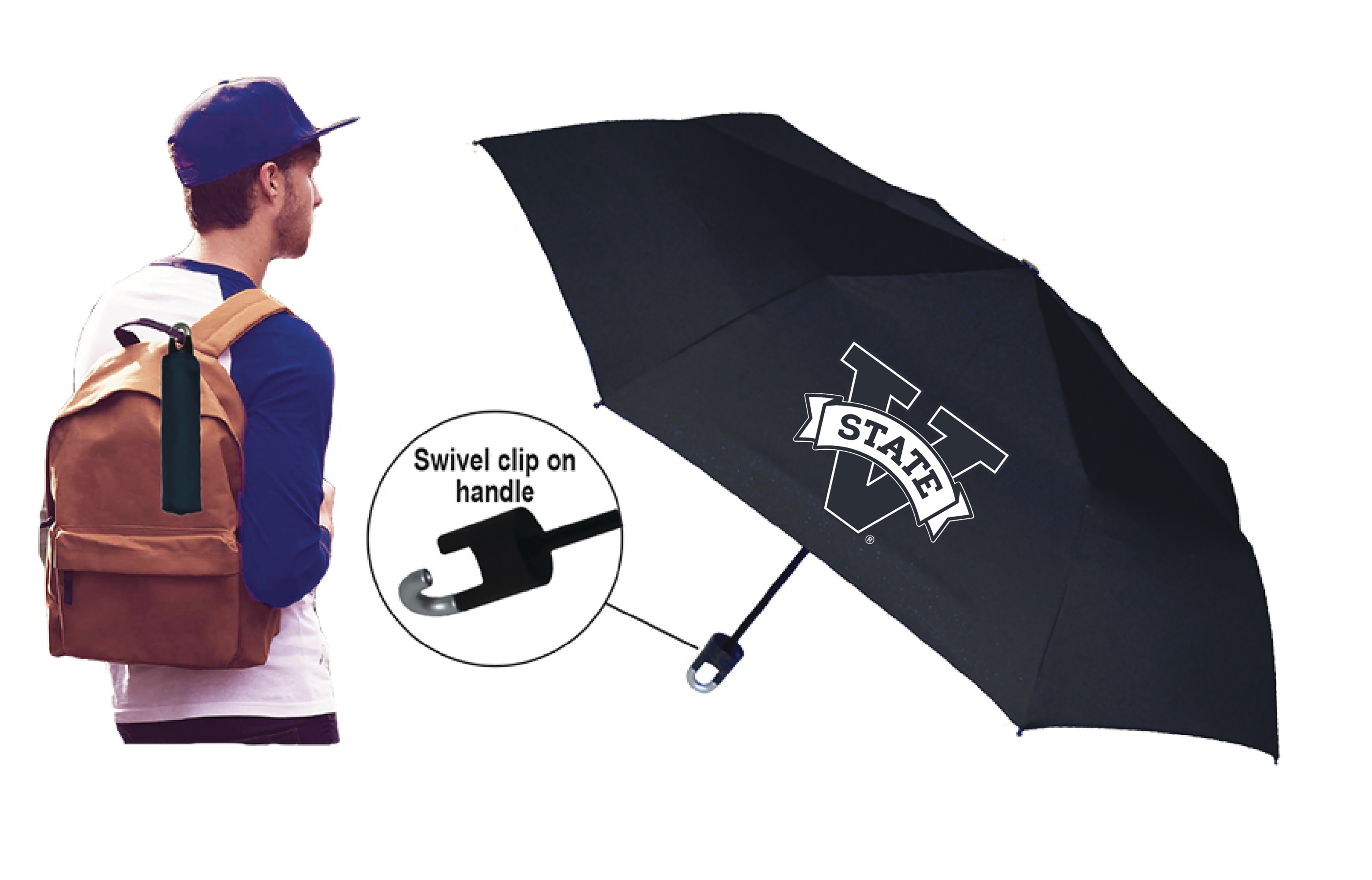 Valdosta State Storm Duds Storm Clip Umbrella