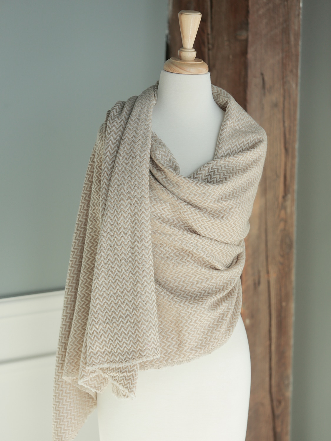 72"L Alexa's Angels Wool Prayer Scarf-Tan