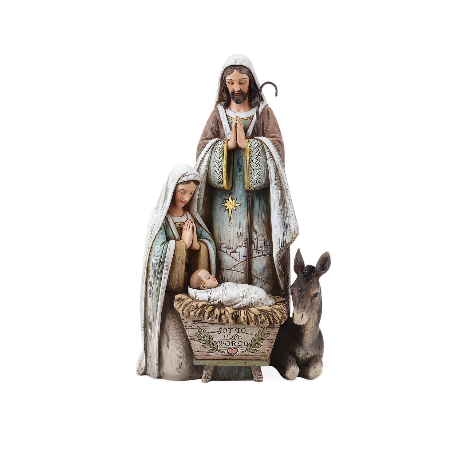 Holy Family with Donkey Woodgrain Look Hangtag