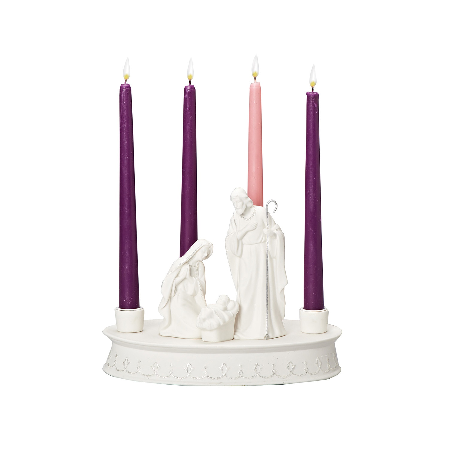 Holy Family White Advent Holder Candles Not Included