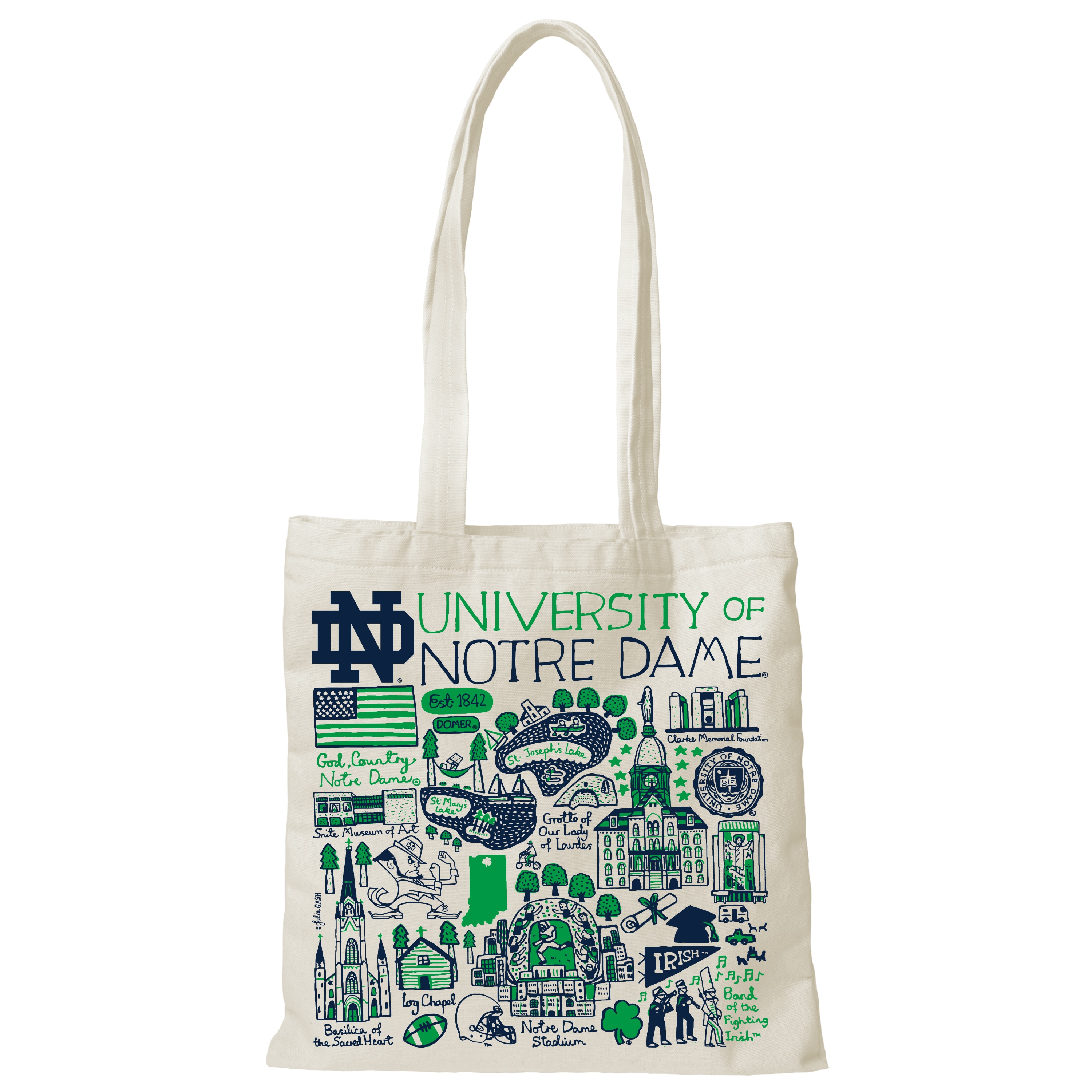 Notre Dame NATURAL CANVAS SLIM TOTE