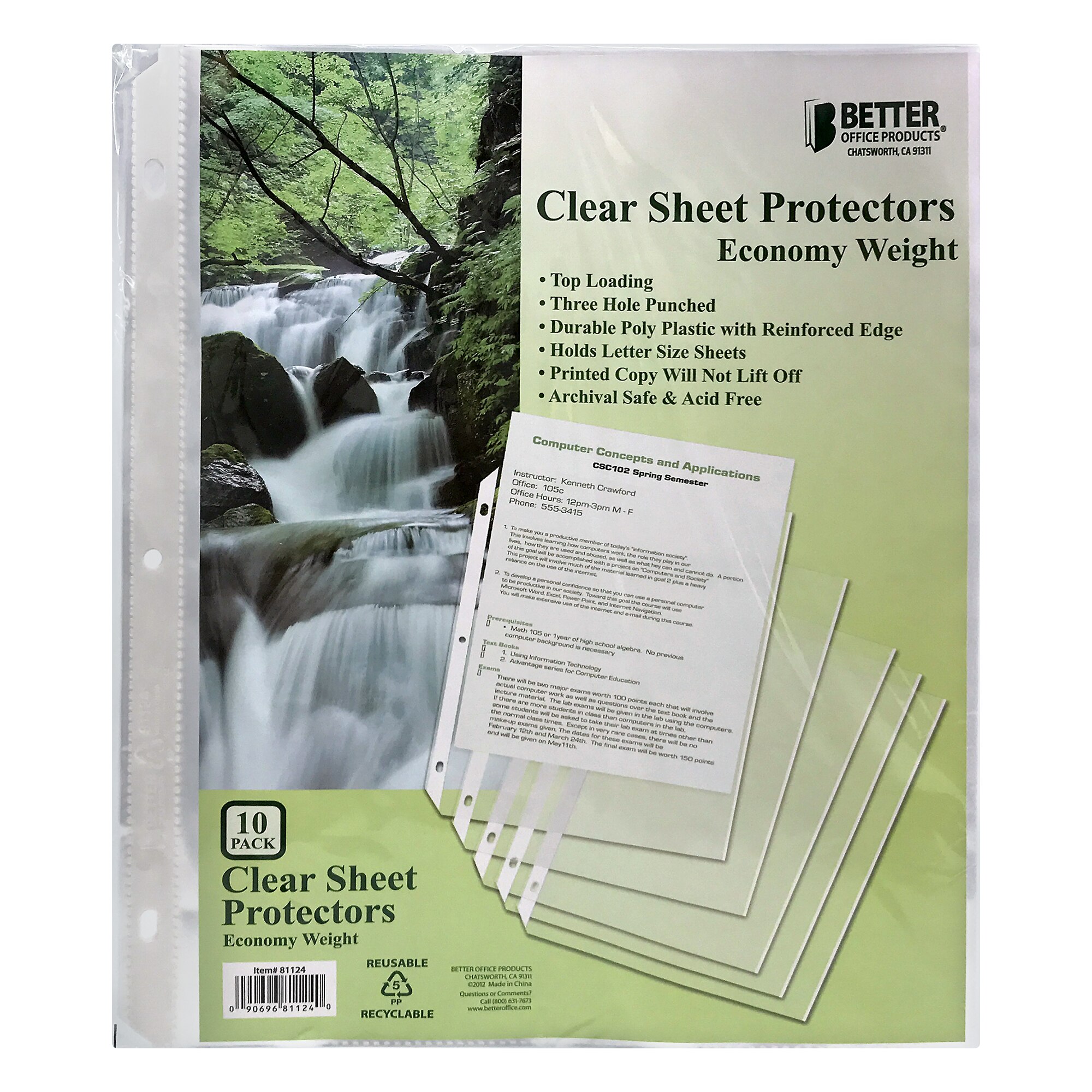 Better Office Products Poly Sheet Protectors 10 Count