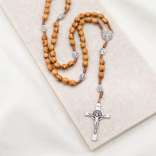 My Saint My Hero Medjugorje Rosary Olive Wood Beads