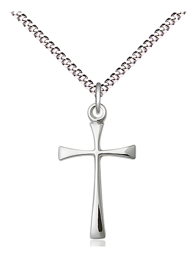 Sterling Silver Maltese Cross Pendant on an 18-inch Light Rhodium Light Curb Chain.  Handmade in the USA
