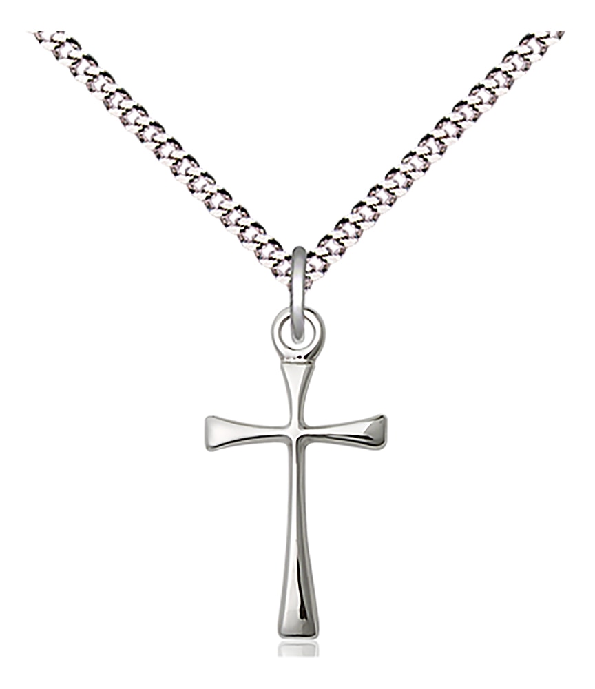 Sterling Silver Maltese Cross Pendant on an 18-inch Light Rhodium Light Curb Chain.  Handmade in the USA