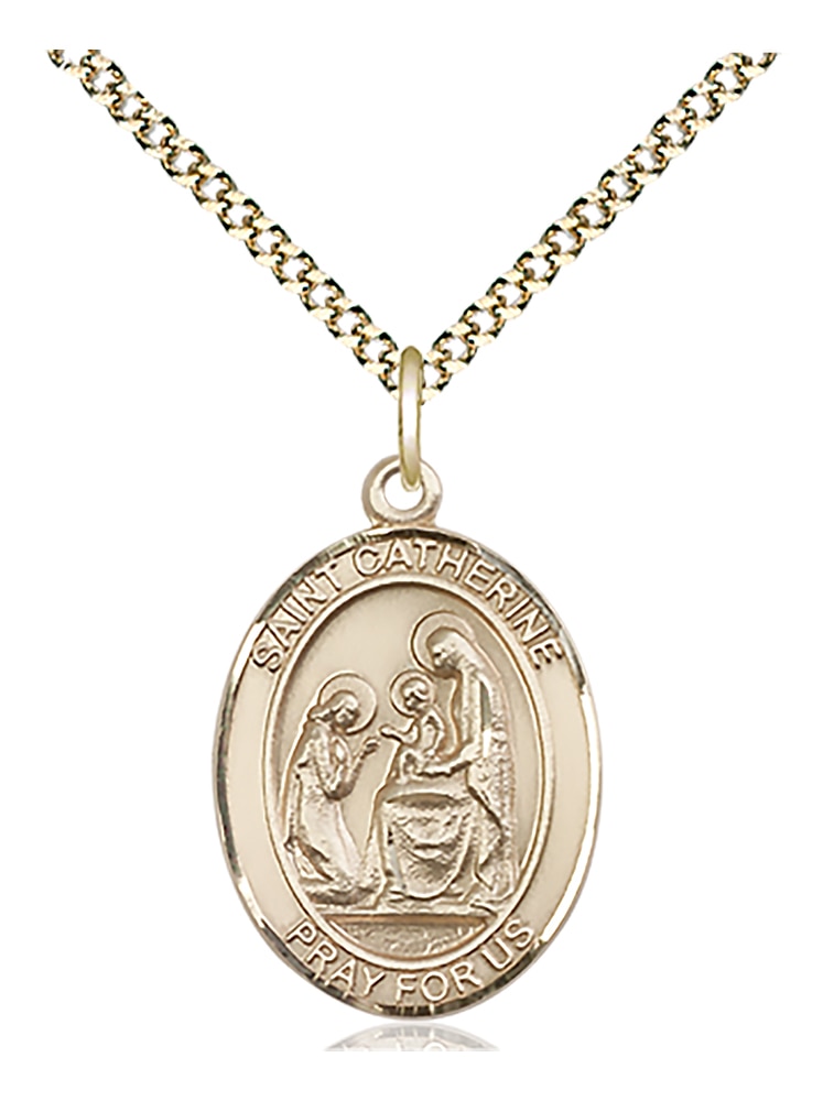 14kt Gold Filled Saint Catherine of Siena Pendant on an 18-inch Gold Filled Light Curb Chain. Handmade in the USA