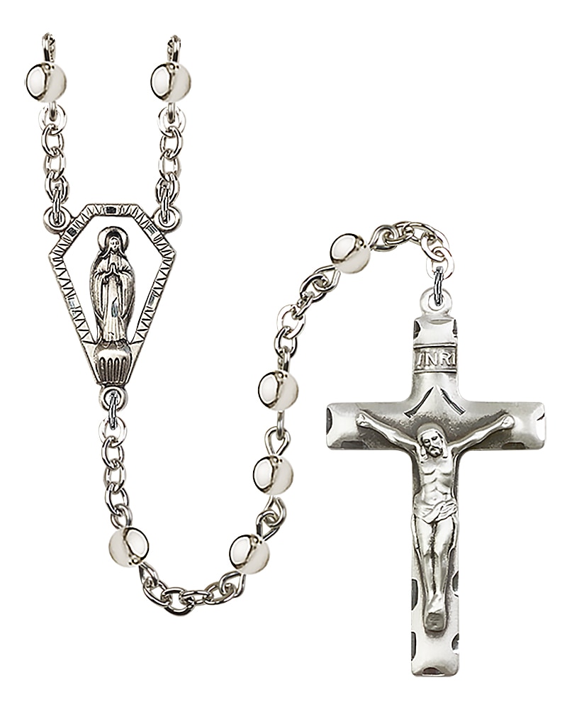 Silver-Plated Rosary with Miraculous Medal Center.  Handmade in the USA