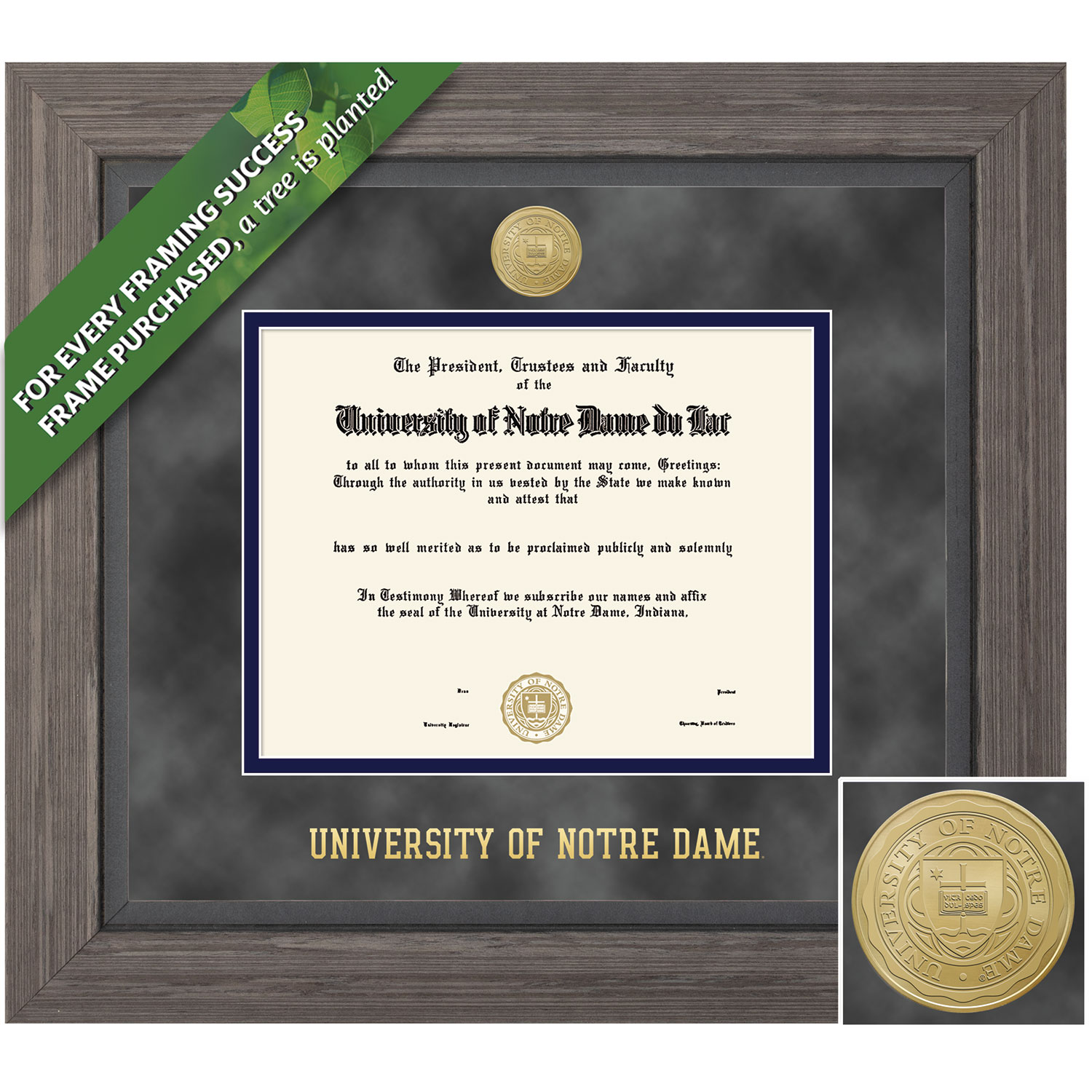 Framing Success 8.5 x 11 Greystone Gold Medallion Bachelors, Masters, PhD Diploma Frame