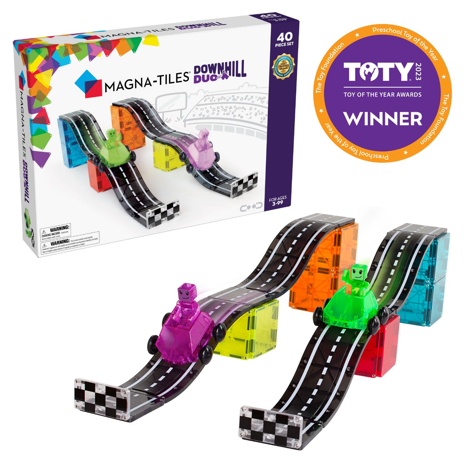 MAGNA-TILES Downhill Duo 40-Piece Magnetic Construction Set