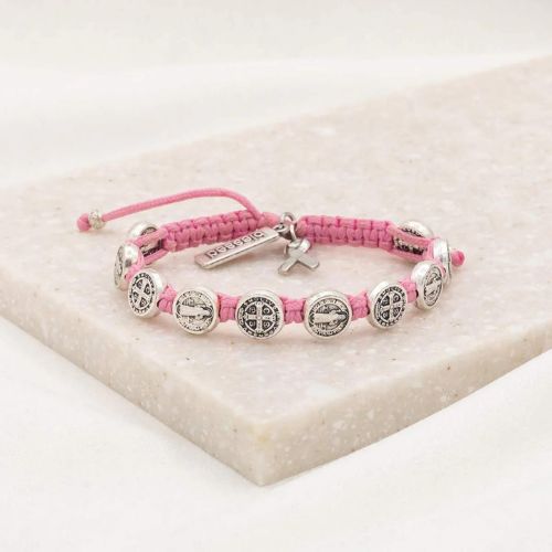 My Saint My Hero Blessings For A Cure Bracelet Pink/Silver Medals