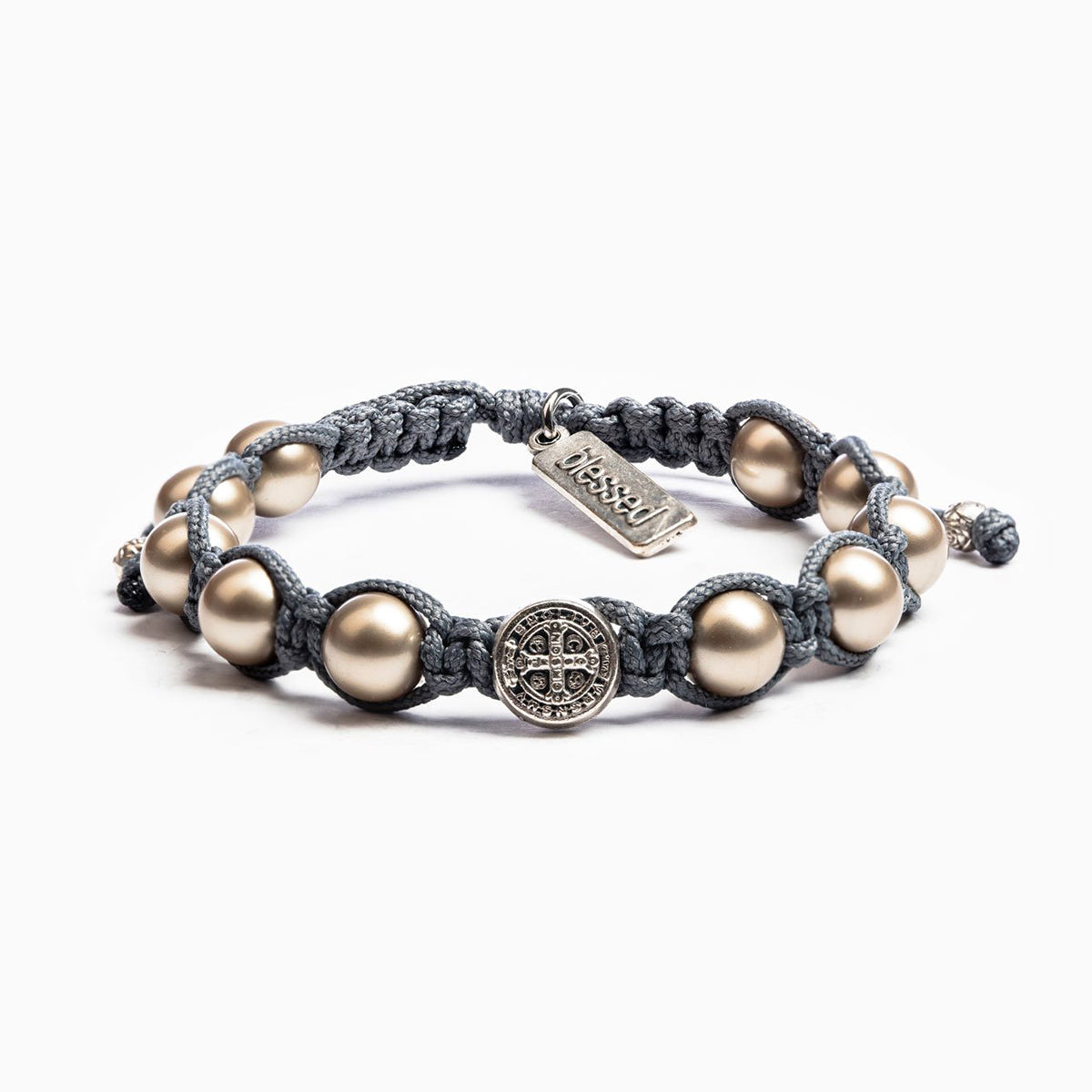 My Saint My Hero Divine Blessings Crystal Pearl Bracelet - Slate/Platinum Pearls/Silver