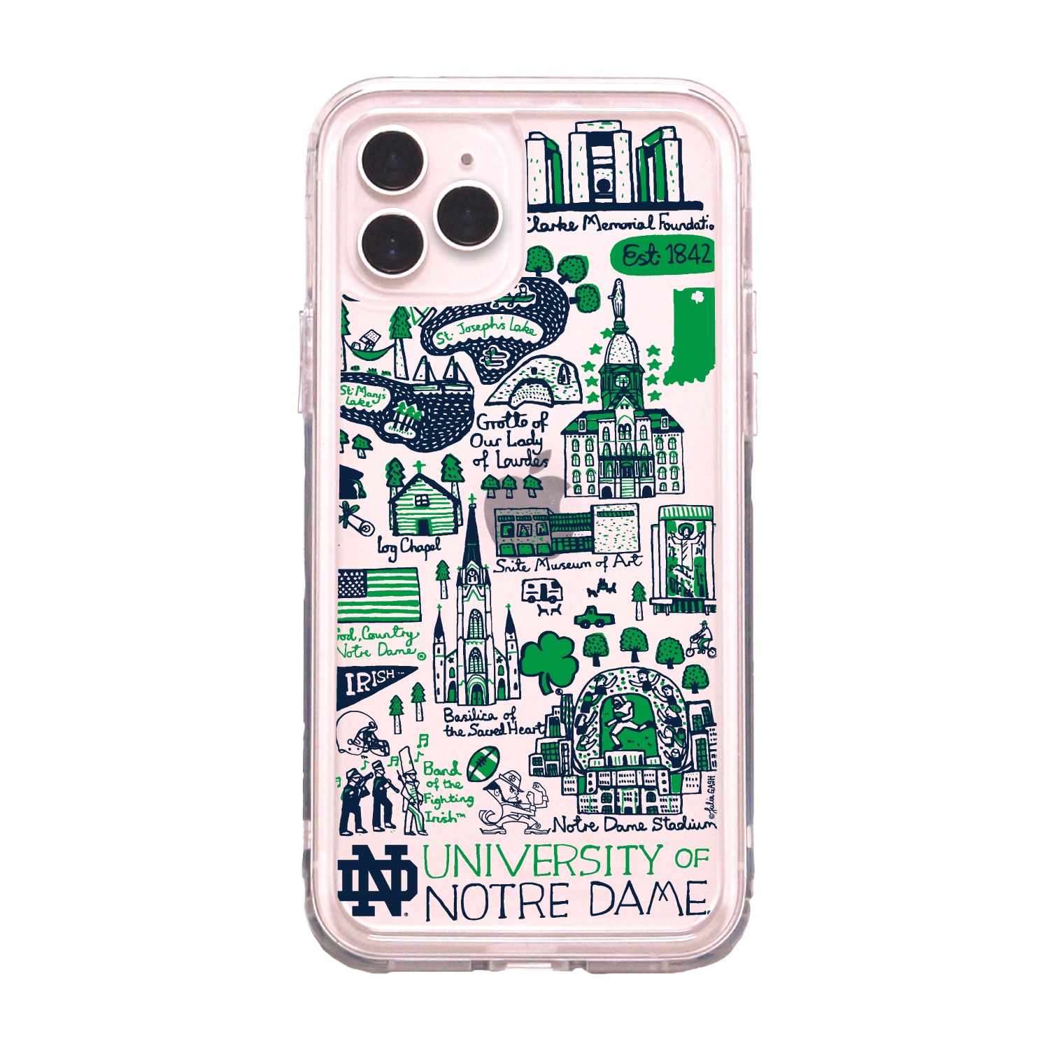 University of Notre Dame- Clear Tough Edge Phone Case, Julia Gash - iPhone 15