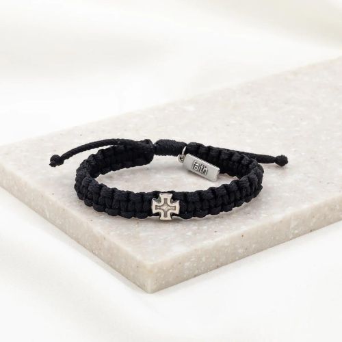 My Saint My Hero Strength Bracelet For Him Black/Silver Medals