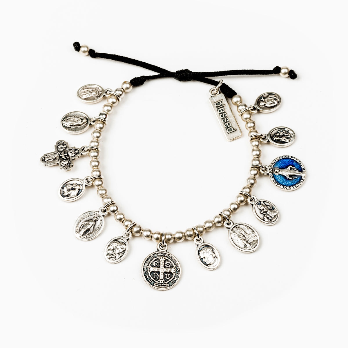 My Saint My Hero Glory Saints and Angels Bracelet Silver/Black