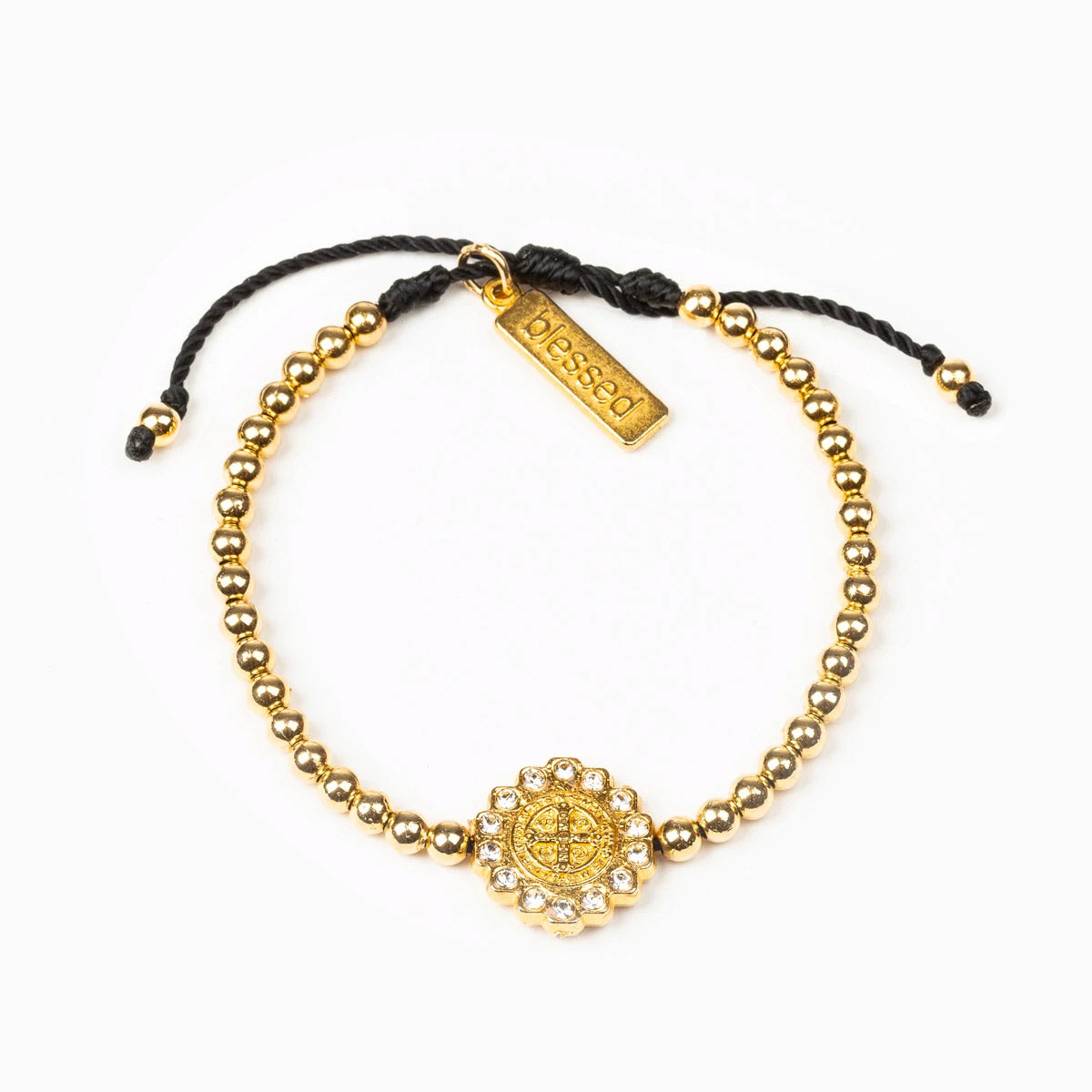 My Saint My Hero Mantra of Beauty & Brilliance Bracelet -Gold/Black & Crystals