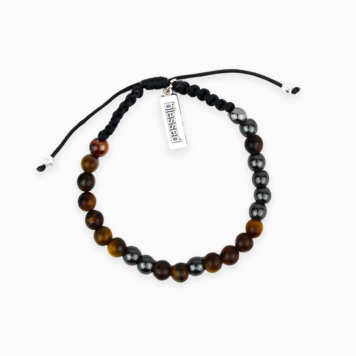 My Saint My Hero Godfather Morse Code Bracelet - Hematite/Tiger Eye