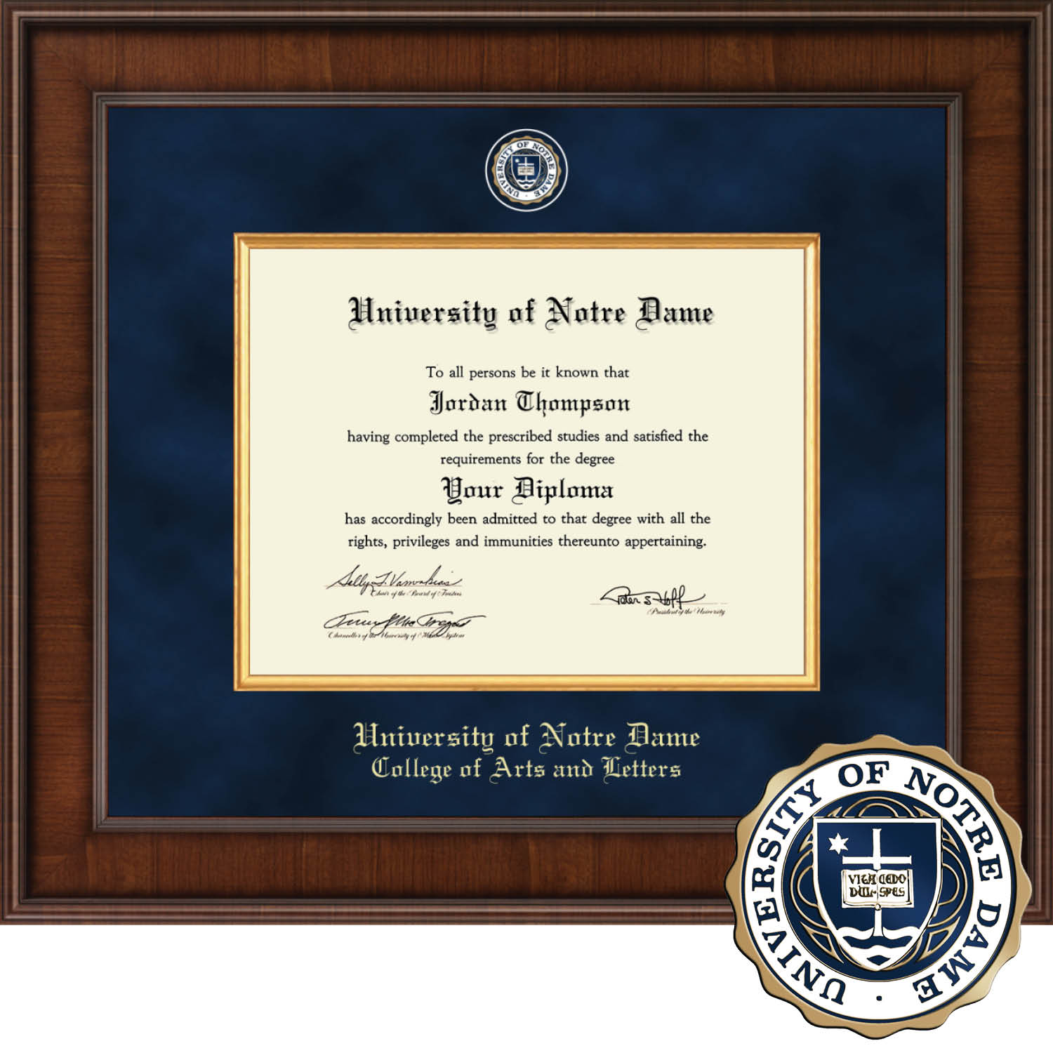 Church Hill Classics Presidential, Walnut, 8.5x11, Arts and Letters, Bachelors, Masters, PhD, Diploma Frame