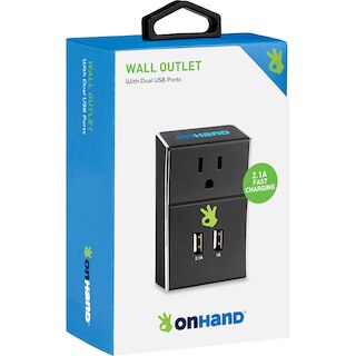 OnHand Dual USB Port Wall Outlet Black