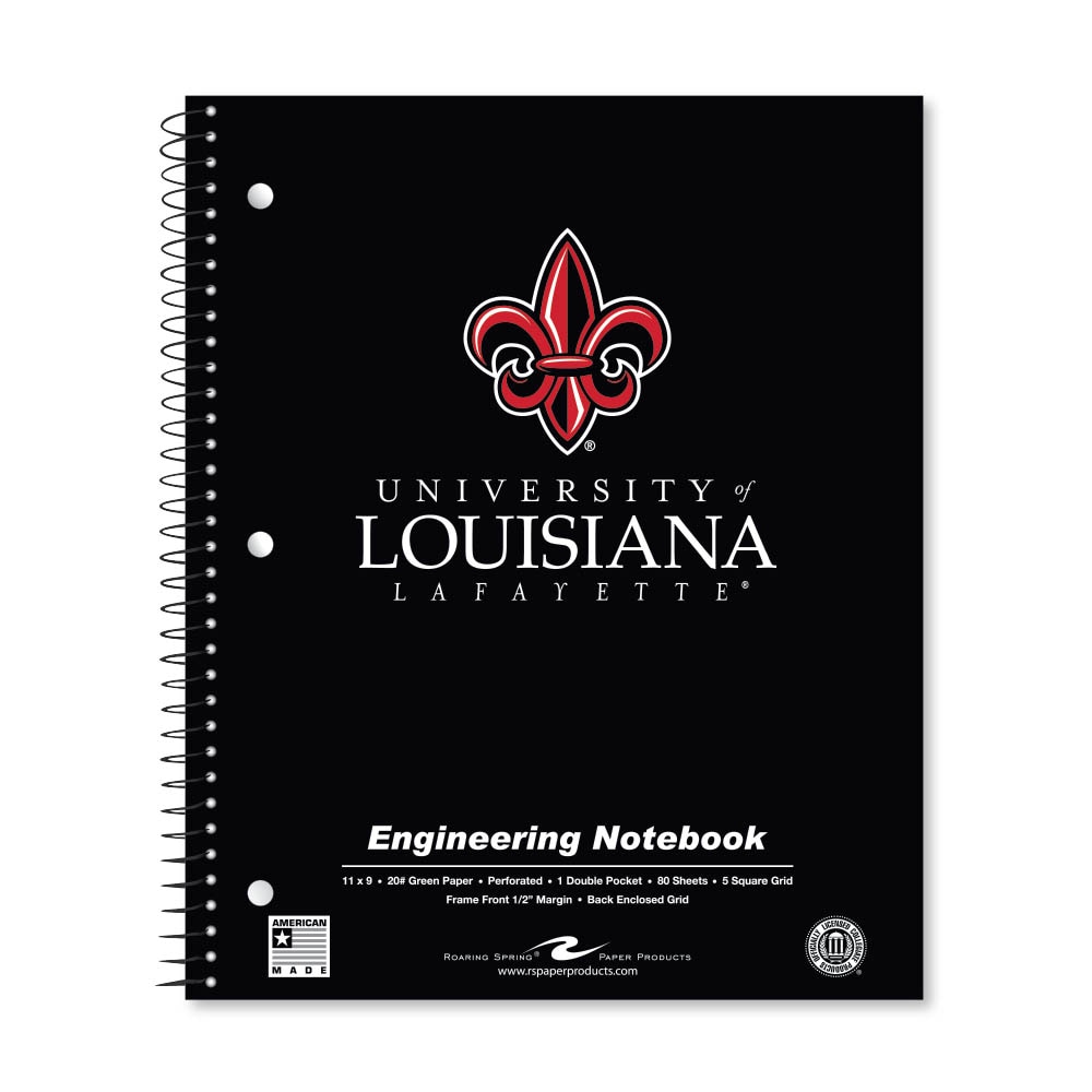School Spirit Engineering Notebook, Green Tint 20# Paper with 1 Double Pocket