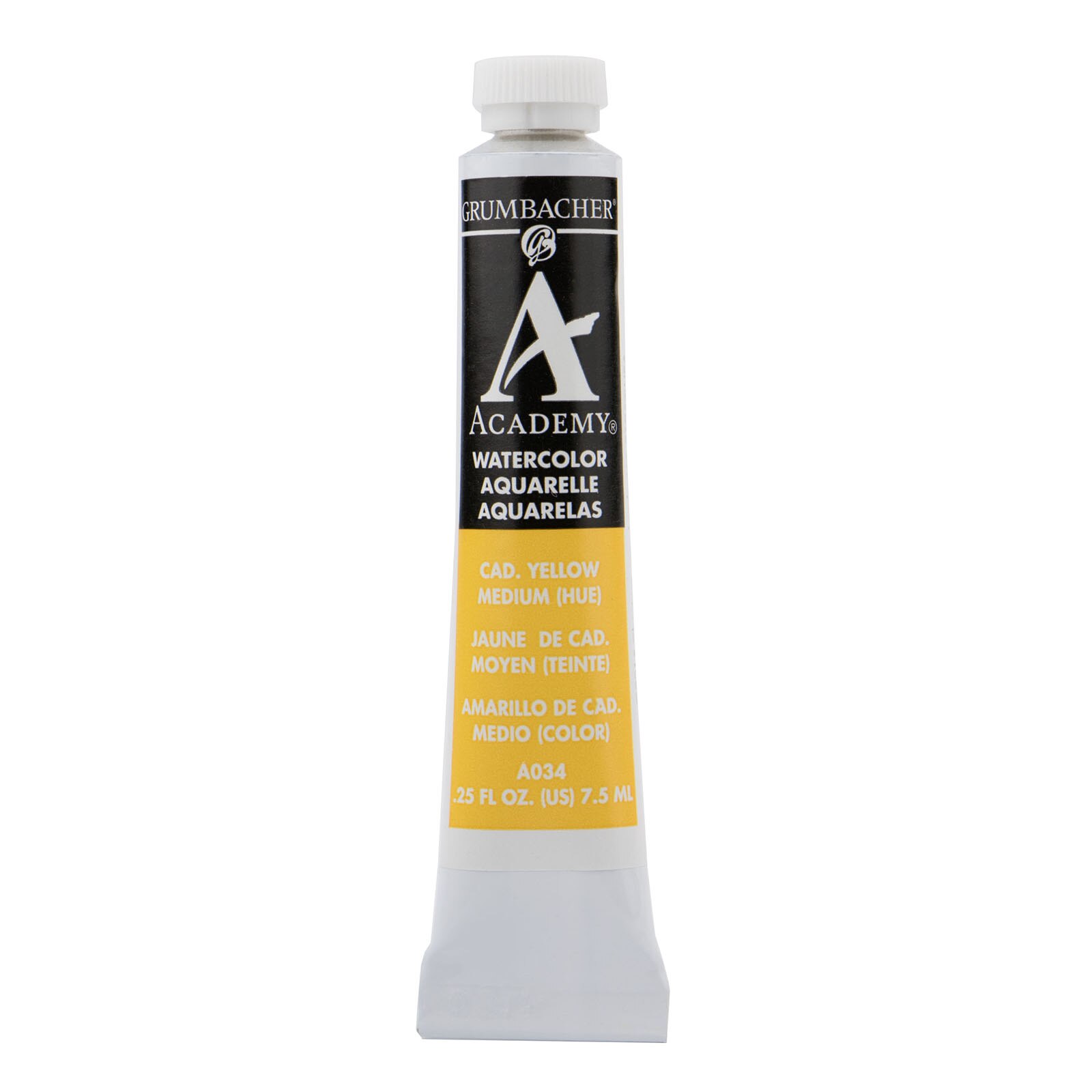 Grumbacher Academy Watercolor, 7.5ml Tube, Cadmium Yellow Medium