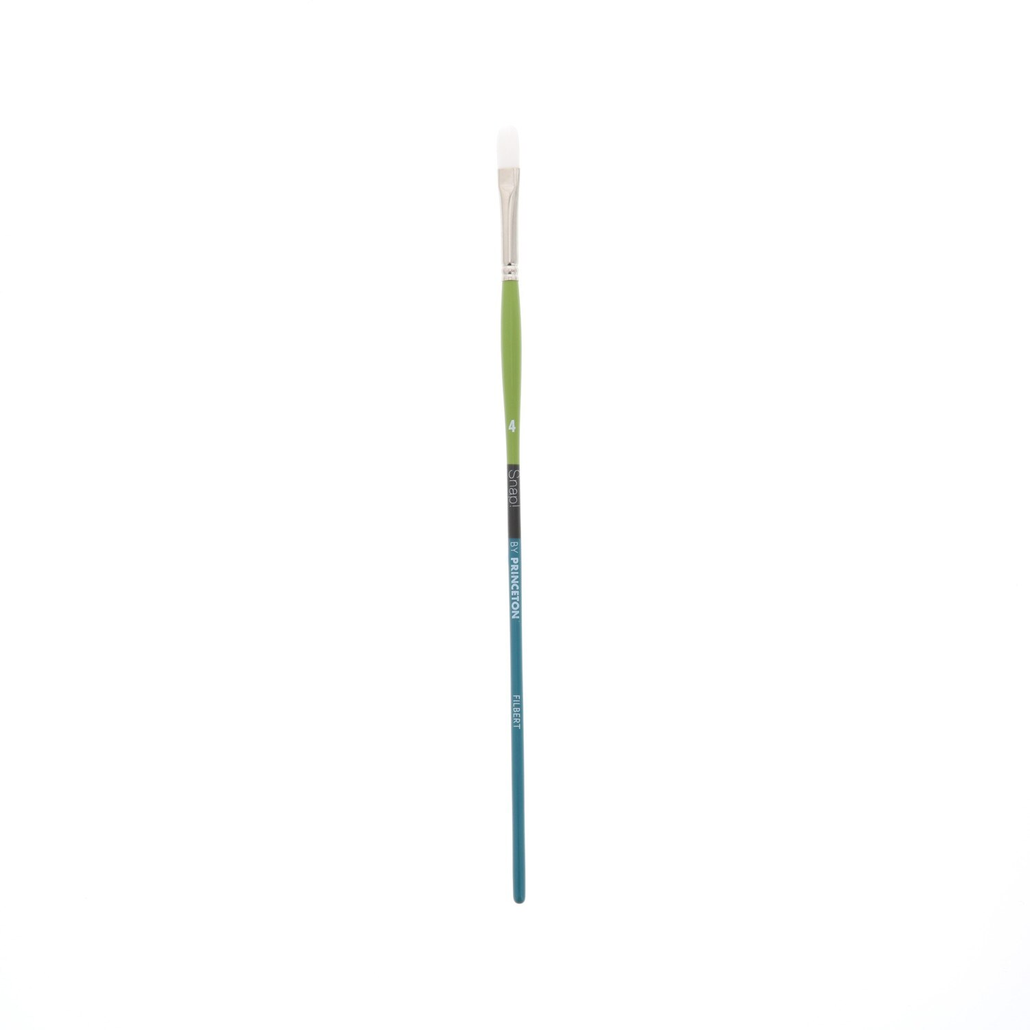 Princeton Brush Snap Long Handle White Synthetic Taklon Brush, Filbert, 4