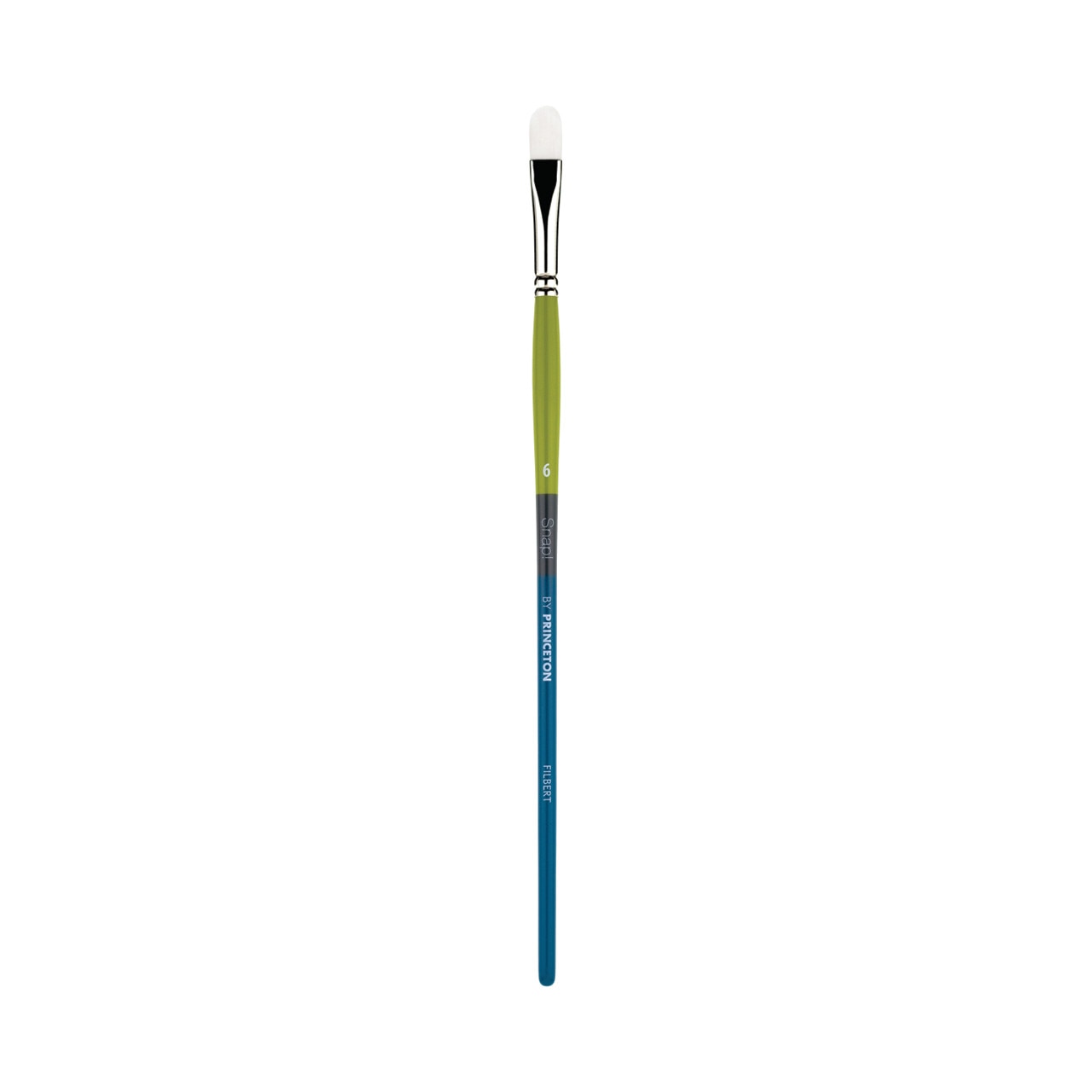 Princeton Brush Snap Long Handle White Synthetic Taklon Brush, Filbert, 6