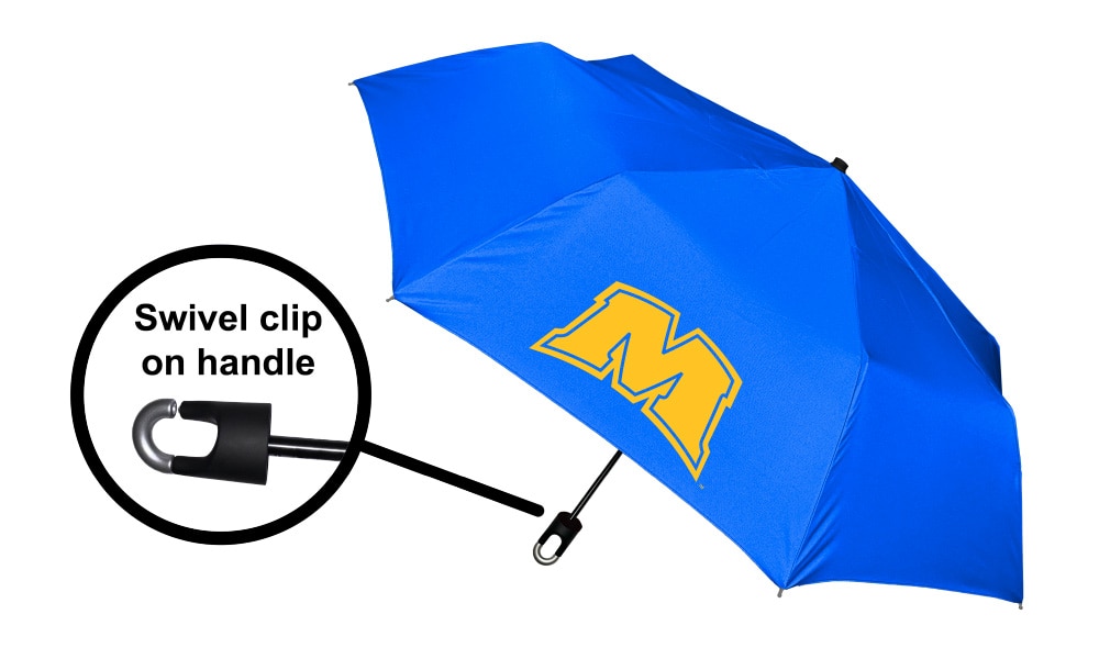 "Storm Clip" Mini Folding Emblematic Solid Umbrella 42" Coverage