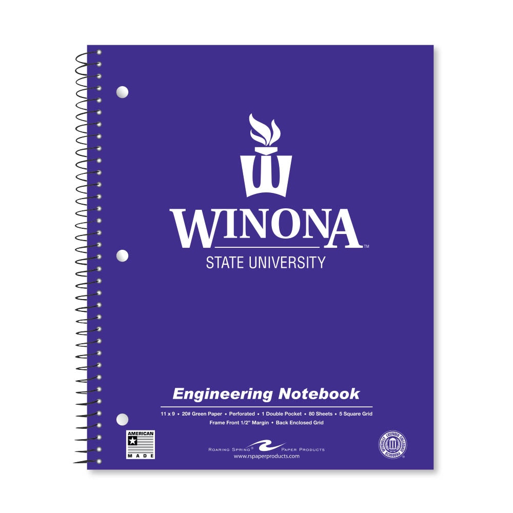 School Spirit Engineering Notebook, Green Tint 20# Paper with 1 Double Pocket