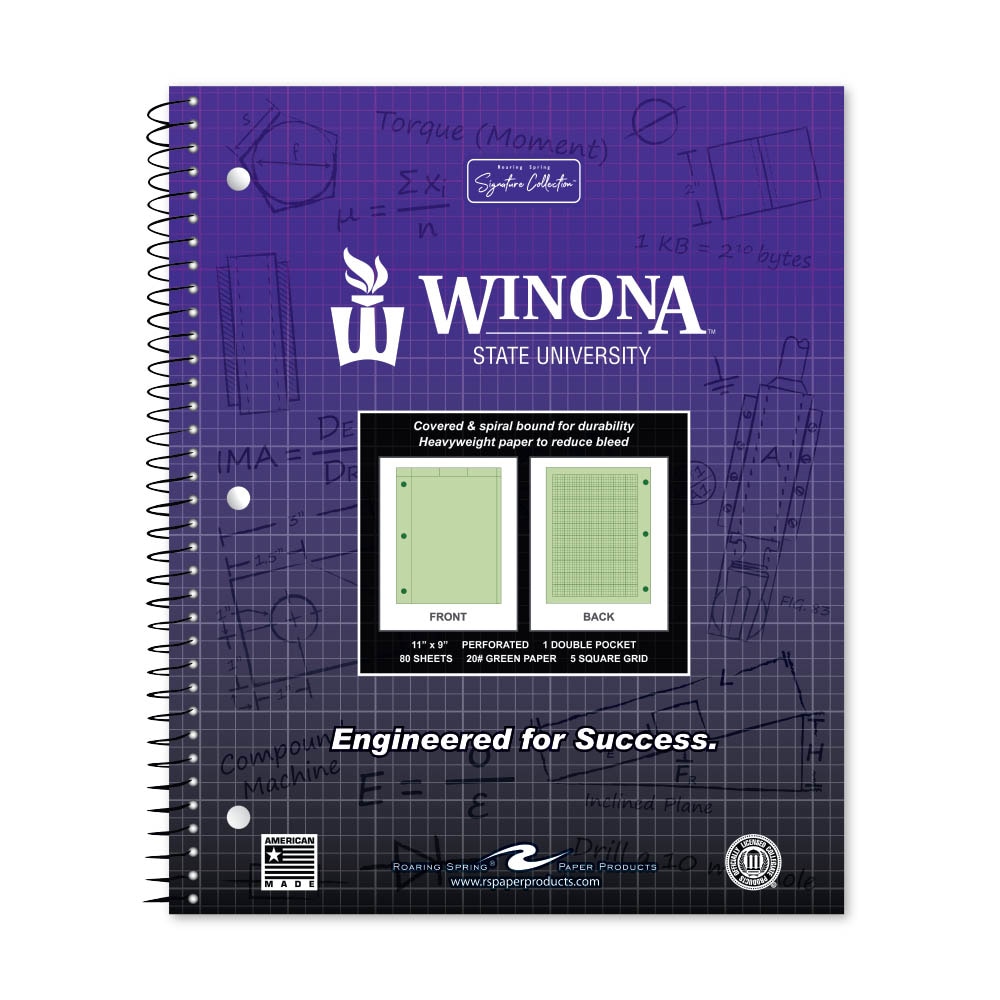 School Spirit Engineering Notebook, Green Tint 20# Paper with 1 Double Pocket