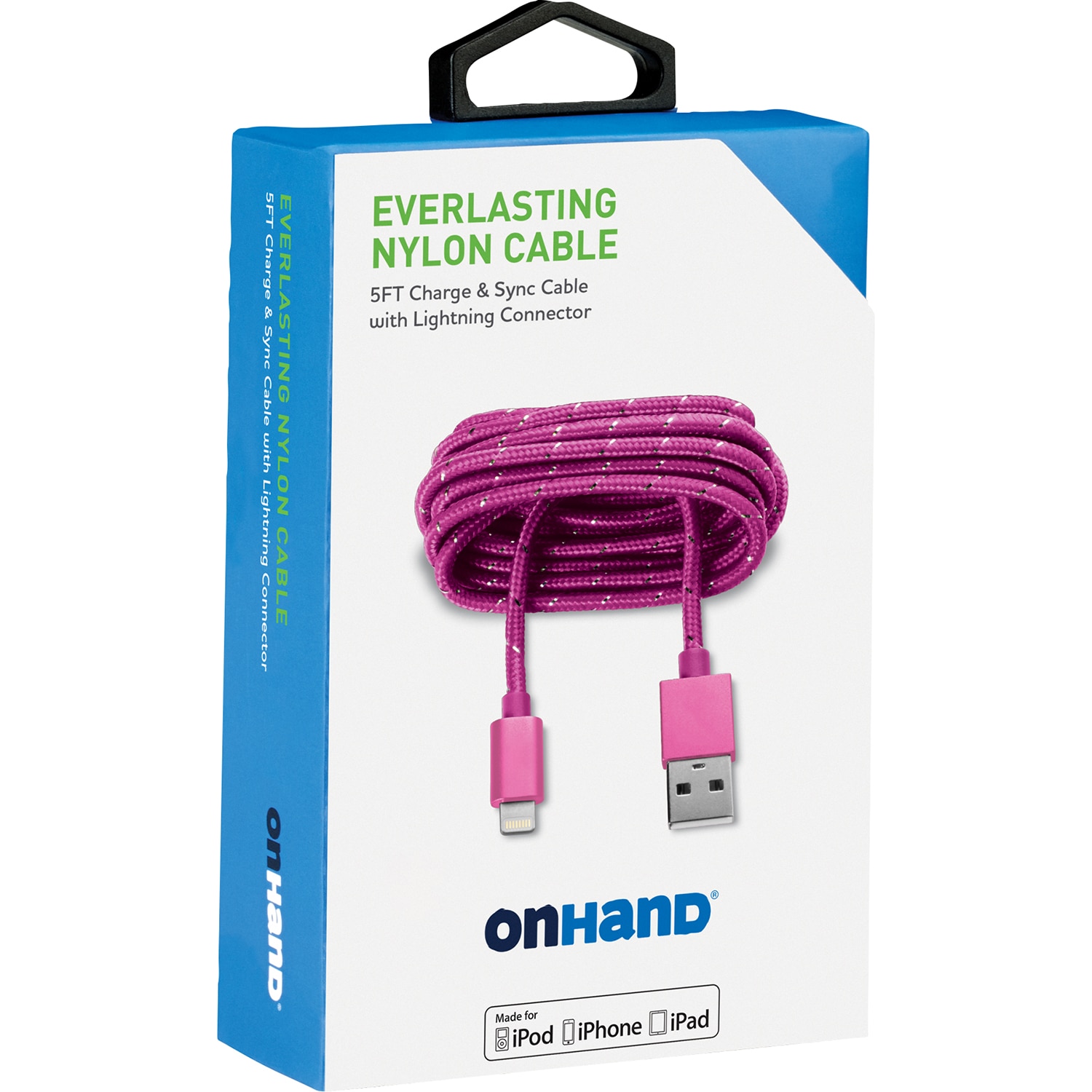 OnHand 5 FT Lightning Cable Pink