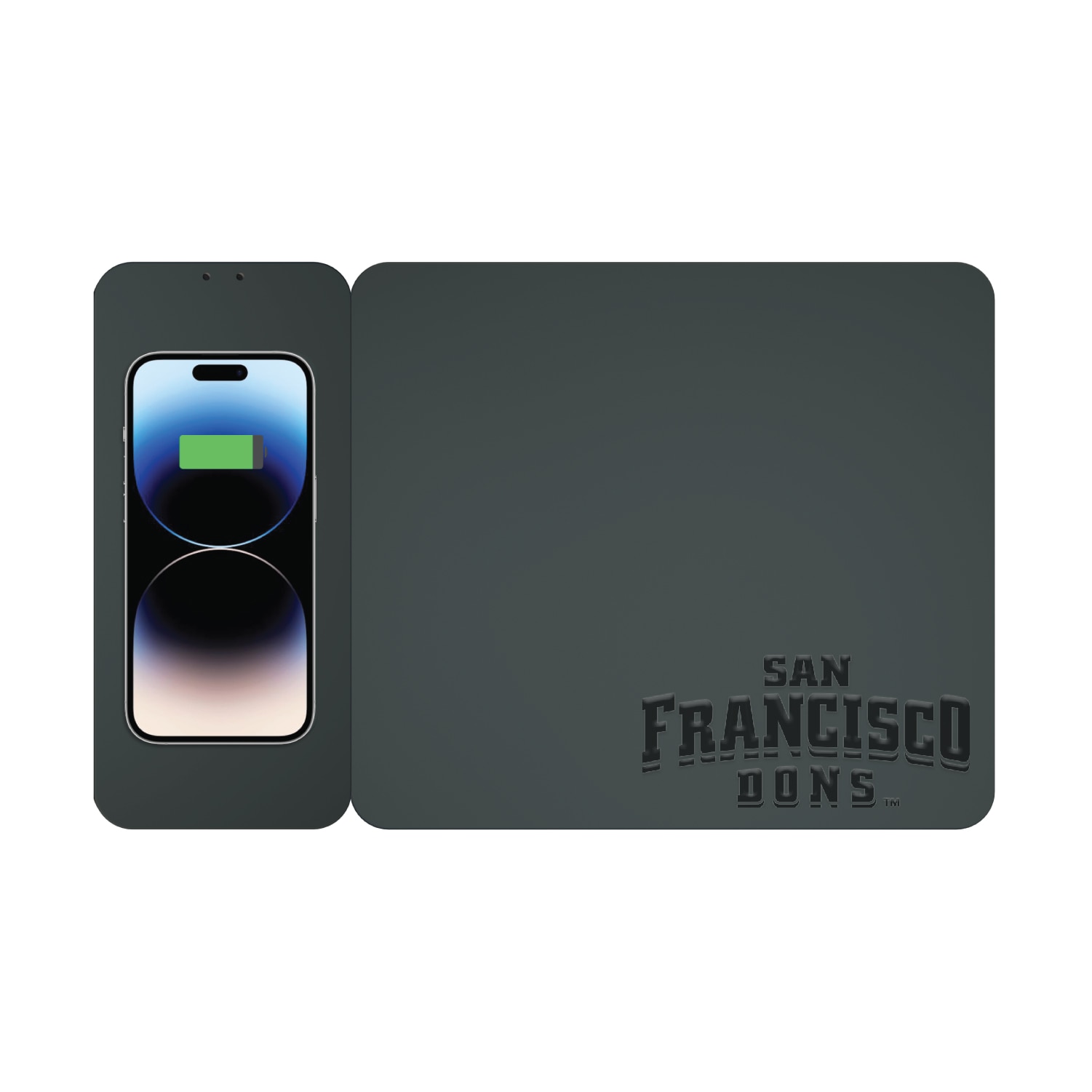 University of San Francisco Leather Wireless Charging Mouse Pad, Black, Alumni V2